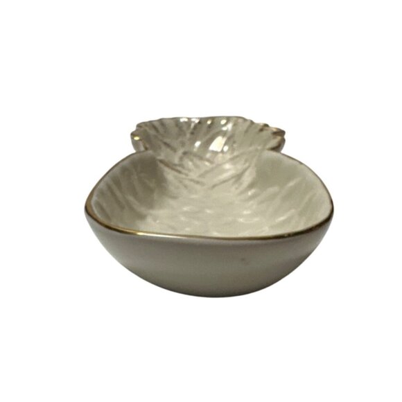 Lenox Pineapple Candy Dish 6.9" Ceramic Cream Gold Accents - Picture 8 of 11